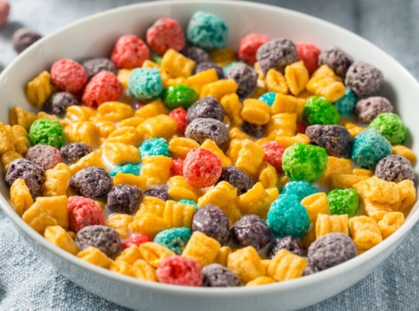 a bowl of cereal with milk