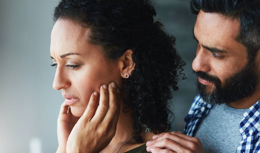 a man and a woman upset