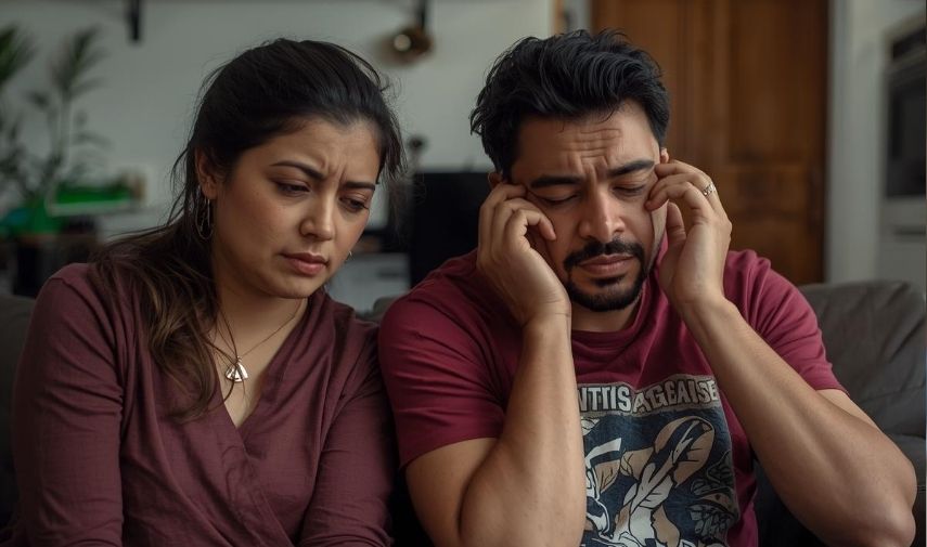 “Señales de un matrimonio zombie: pareja desconectada emocionalmente y sin comunicación.”