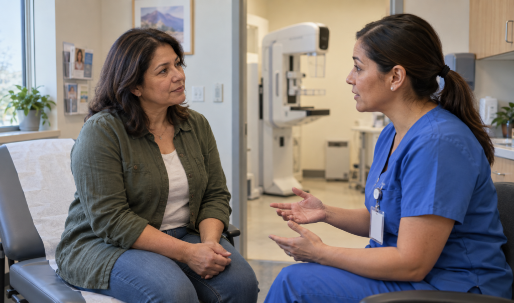 Mujer, clínica, salud, cáncer de mama